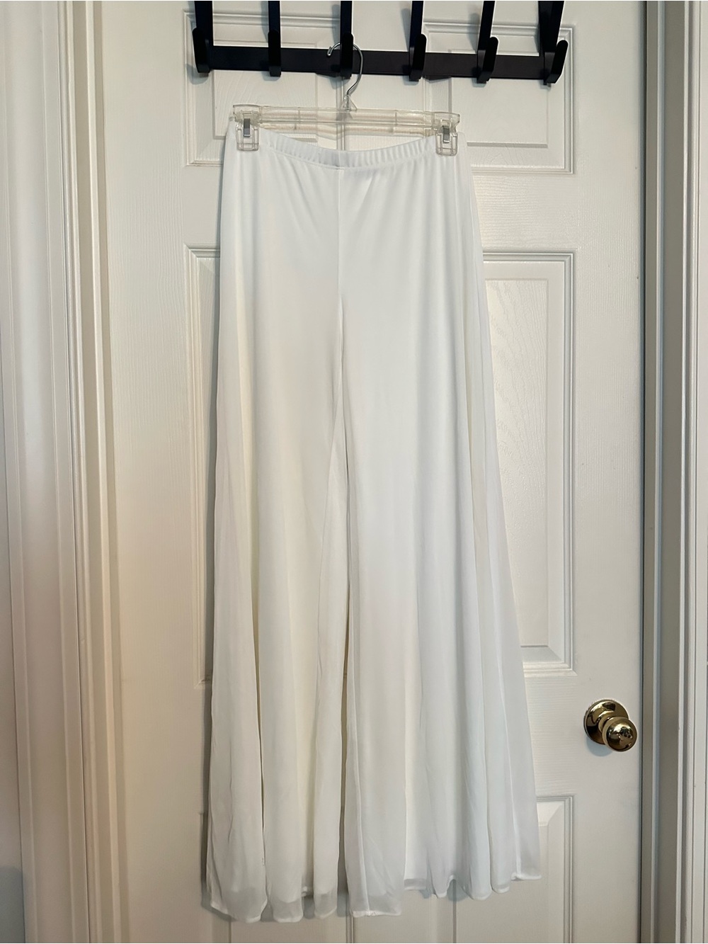 Flowing White Wide-Leg Palazzo Pants by S. Levine